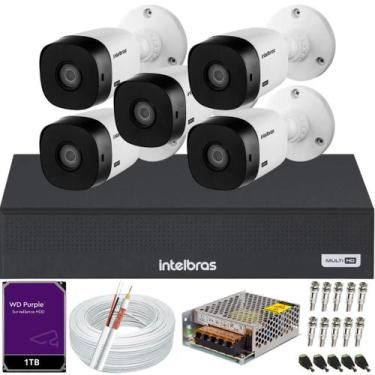 Imagem de Kit Cftv 5 Câmeras Alta qualidade Intelbras Full Hd 1220b Dvr 08 Canai