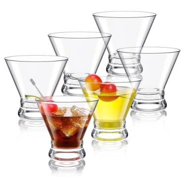 Imagem de BPFY Conjunto de 6 copos de martini sem haste, 227 g, cristal sem chumbo, conjunto de copos de coquetel de camarão para lava-louças, para Cosmopolitan, Manhattan e Home Bar