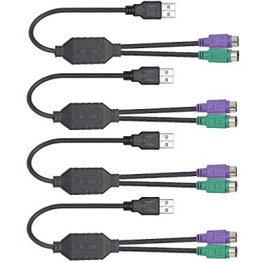 Imagem de DaFuRui Cabo adaptador PS/2 para USB, pacote com 4 conectores PS2 fêmea para USB macho adaptador para teclado de PC