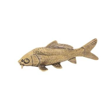 Imagem de Estátua em miniatura de carpa grande de latão, escultura de peixe realista de metal, ornamento de mesa, bonsai doméstico, micro paisagem, acessórios de decr peso de papel