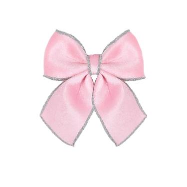 Imagem de Laços de veludo rosa para guirlanda, 15 cm × 20 cm, enfeite de árvore de Natal, pequeno laço decorativo para decoração de festa de Natal de porta de casa