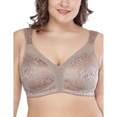 Imagem de Deyllo Sutiã Minimizador Confortável Para Mulheres Com Cobertura Total e Tamanho Grande Sem Aro e Sem Enchimento(Cor Caramelo,38DDD)
