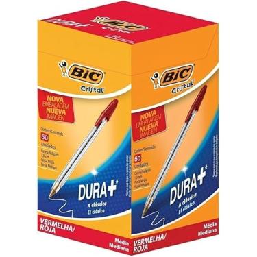 Imagem de Caneta Esferográfica BIC Cristal Dura Mais, A Clássica, Vermelha, Ponta Média de 1.0mm, 835206, 50 unidades