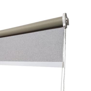 Imagem de Cortina Persiana Rolo Blackout 100% (COR Linho Cinza - 1,40L x 1,40A - COM BANDÔ) Pronta para Instalação Ideais para Salas e Quartos