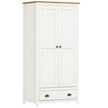 Imagem de Guarda Roupa Solteiro 2 Portas 1 Gaveta Madeira Maciça Mazzaro F06 Branco Freijó - Lyam Decor