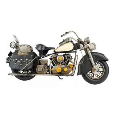 Imagem de Motocicleta Preta 20x40x12cm Estilo Retrô - Vintage