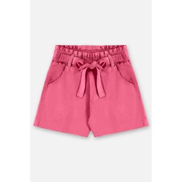 Imagem de Short em Sarja Infantil com Cinto Up Baby, Rosa, 10