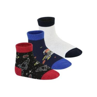 Imagem de Kit 03 Meias Infantil Cano Médio Colorida Molekinho 2199.1, Coloridas,