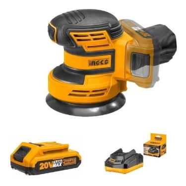 Imagem de Lixadeira Roto Orbital 20V Ingco Kit Bateria E Carregador