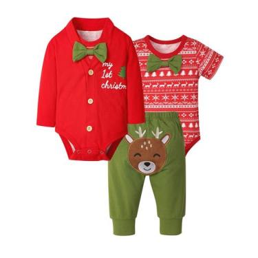 Imagem de Roupa de Natal para bebês Abbence 9-12 meses vermelha verde