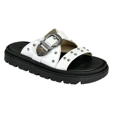 Imagem de Sandália Chinelo Moleca Flatform Papete - Feminina, Branco, 35