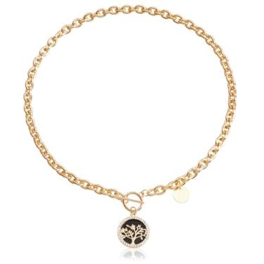 Imagem de LOMISS Colar feminino dourado colar preto árvore da vida moderno e versátil