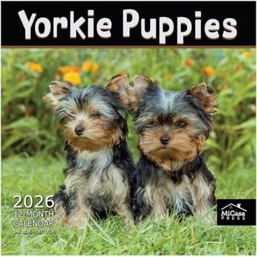 Imagem de MICASA Yorkie Puppies Yorkshire Terriers 2026 Calendário de parede 12 meses | 30,5 cm x 61 cm Aberto | Papel grosso e resistente | Presente | Calendário 2026