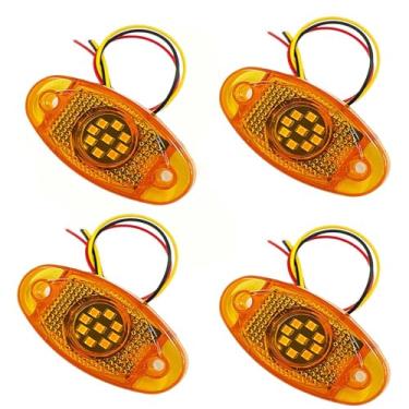 Imagem de 4 peças 9 luzes LED estroboscópicas de chassi para decoração inferior inferior da carroçaria, lâmpada de aviso 12 V 24 V para caminhão off-road SUV, ATV barco van (4 peças âmbar)