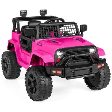 Imagem de Caminhão Elétrico Infantil Best Choice Products 12V com Controle Remoto para Pais, Suspensão de Molas, Luzes LED, Porta AUX Rosa Vibrante