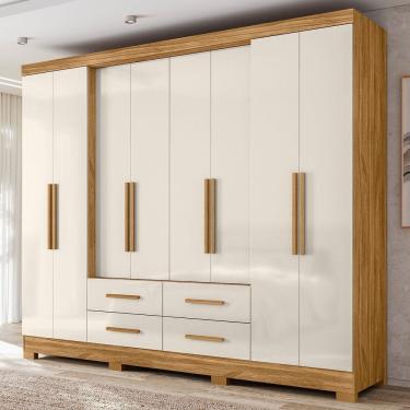 Imagem de Guarda-Roupa Casal 8 Portas 4 Gavetas San Lorenzo Freijó/Off White