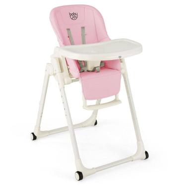 Imagem de Cadeira de Alimentação Cadeirão com Apoio para os Pés e Altura do Assento Ajustável, BABY JOY, Cinza