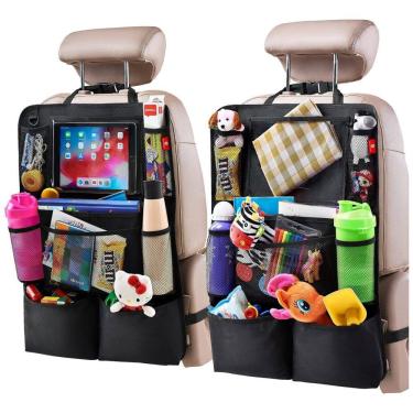 Imagem de Organizador Veicular Multifuncional para Banco Traseiro com Suporte para Tablet, 2 UN, H HELTEKO, Preto