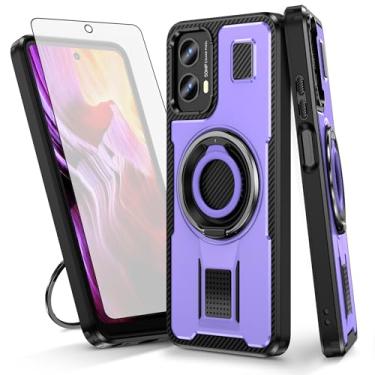 Imagem de Asuwish Capa de celular para Motorola Moto G 5G 2024 com protetor de tela de vidro temperado e suporte de anel à prova de choque com suporte para celular acessórios para celular G5G 5 G G5 mulheres