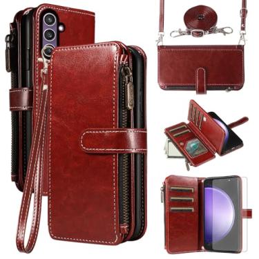 Imagem de Asuwish Capa de celular para Samsung Galaxy S23 FE 5G com protetor de tela de vidro temperado e cordão com zíper, porta-cartões, suporte, acessórios para celular S 23 EF S23FE 23S feminino masculino