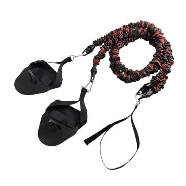 Imagem de oshhni Faixa elástica de resistência para natação, corda elástica para homens e mulheres, com pás de mão, equipamento de treinamento para exercícios de força, Preto Vermelho 60 Libras