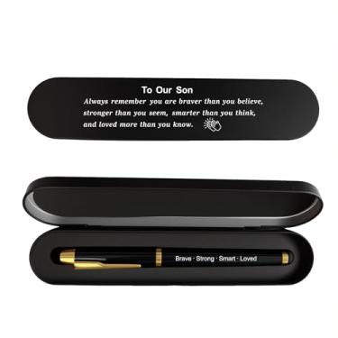 Imagem de iyaone Presente To Our Son, caneta gravada com citação encorajadora, presente inspirador de aniversário de formatura para filho dos pais