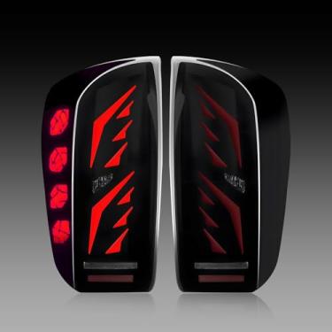 Imagem de Luzes traseiras de LED completas compatíveis com lâmpadas traseiras Tacoma 2016-2023 Assimble Lente fumê traseira com seta de freio com 1 par de lâmpadas traseiras animadas iniciais