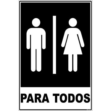 Imagem de Placa Banheiro Para Todos Sanitário Sinalização Ps 20X15Cm