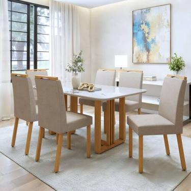 Imagem de Conjunto Sala de Jantar 6 Lugares Retangular Tampo Vidro/MDF Mesa Bold