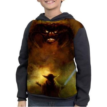 Imagem de Moletom Infantil  Senhor Dos Aneis Vs Star Wars - smoke, Preto, 4