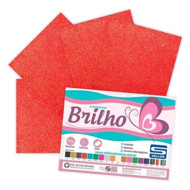 Imagem de Placa EVA 40x60cm com glitter Vermelho 5 folhas - Seller