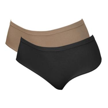 Imagem de Kit 2 Calcinhas Cintura Baixa Hanes 1147 Chocolate/Preto  GG, GG, Choc