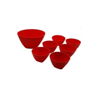 Imagem de Conjunto de Bowls Sobremesa Tigela Saladeira Pote 7 peças Branco - Deh