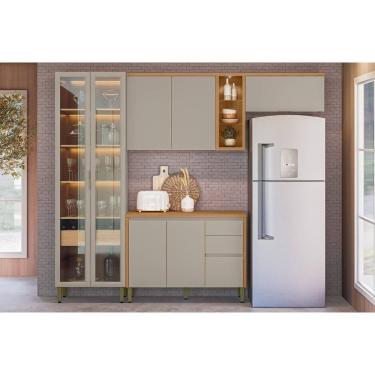 Imagem de Cozinha Modulada Completa Allure 4 Peças (2aéreos+1balcão+1cristaleira) Cp11 Jequitiba-gris Fosco - Linea Brasil