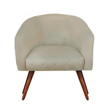 Imagem de Poltrona Bianca com Tressê Suede Pés Palito Castanho C05 - D'Rossi