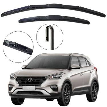 Imagem de Kit Palheta Dianteira Creta 2016 a 2021 Limpador de Parabrisa de Silicone
