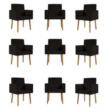 Imagem de Kit 09 Cadeiras Poltronas Decorativa - Escritório - Recepção Cor:preto