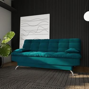 Imagem de Sofá-Cama Casal 3 Lugares Excelencia Suede Azul Turquesa