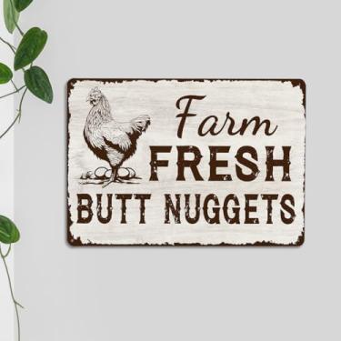 Imagem de Presentes de galinha placas de metal vintage placas de galinheiro para quintal fazenda decoração de galinheiro placas de fazenda para casa cozinha decoração ao ar livre placa de parede pepitas frescas