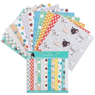 Imagem de 12 folhas de blocos de papel para scrapbook, 12 designs de 15,2 x 15,2 cm, papel de cartolina padronizado em um lado, papel decorativo de 160 g/m², bloco de recortes para projetos DIY (animais)