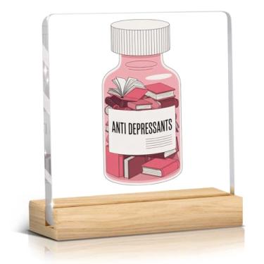 Imagem de Presentes engraçados para amantes de livros, decoração acrílica de mesa de escritório, presentes para amantes de livros, amigos, leitores, escritores, mulheres, bibliotecárias, aniversário, Halloween