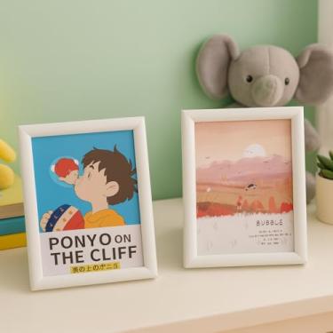 Imagem de Porta-retrato 12,7 x 17,8 cm, 12,7 cm, moldura para exibição de fotos, suporte de mesa e parede, branco