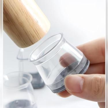 Imagem de 10 peças de protetores de perna de cadeira para pisos de madeira, almofada de cobertura de perna de móveis de feltro de silicone para proteger o chão de arranhões e ruídos, protetores de móveis