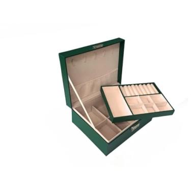 Imagem de Porta Joias Grande Duplo Caixa Colar Bijuteria Portatil Aneis Pulseira com Chave (Aleatorio)