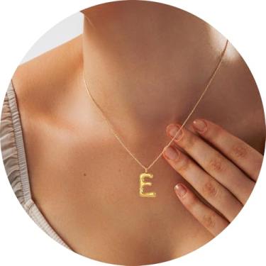 Imagem de Pingente de colar com inicial A-Z em 3D, joia de aço inoxidável personalizada, corrente ajustável, adequado para design moderno de letras femininas, F, Aço inoxidável, Sem Pedra Preciosa