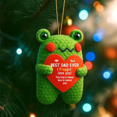 Imagem de LEJIAJIW Presentes para pai sogro papai presentes de aniversário da filha filho esposa Inspirational Cheer Up Crochet Tiny Cute Frog I Love You Bonus Step Dad Day Gifts for Best Dad Ever