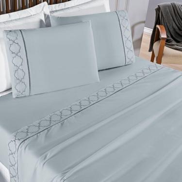 Imagem de Jogo Cama Lençol Santoro King Micropercal 300 Fios 4 Peças - Cinza