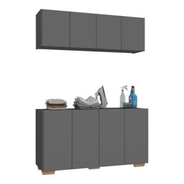 Imagem de Conjunto Lavanderia Armário Aéreo/Balcão Grafite - MULTIMOVEIS