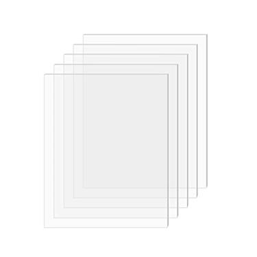 Imagem de SimbaLux Folha de acrílico transparente, acrílico fundido, Plexiglass, 20,32 cm x 25,40 cm (2 mm), pacote com 5 placas de vidro de plástico transparente com papel protetor para substituição de moldura fotográfica, projetos de exibição "faça você mesmo", artesanato