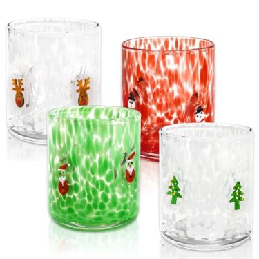 Imagem de JarThenaAMCS Copo de suco com ícone de Natal, 473 ml, árvore de Natal, Papai Noel, boneco de neve, rena, copo de vinho, copos de coquetel sem haste para lembrancinhas de festa de inverno em casa